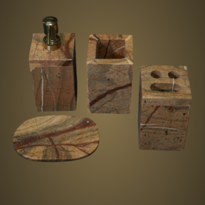 BS12_Brown Forest Marble Bathset S/4